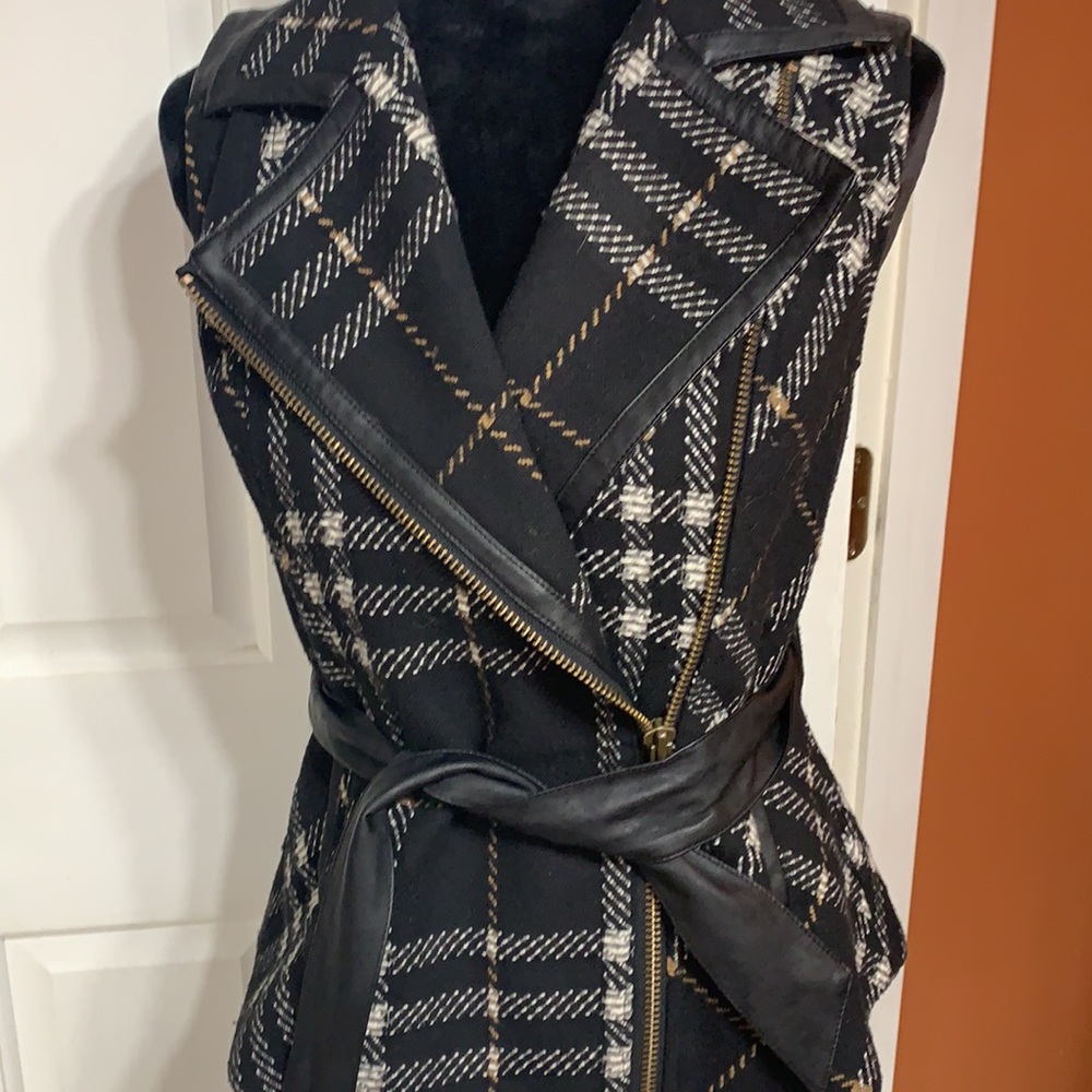 Cabi plaid black moto vest. Size small